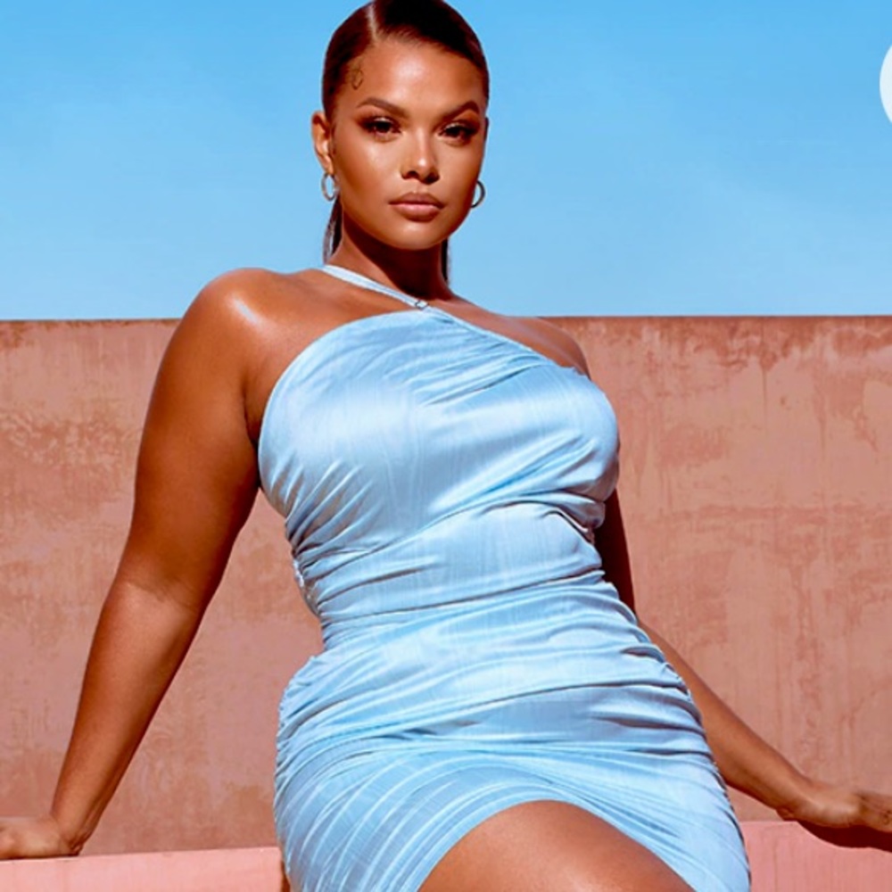 Satin Asymmetric BodyCon Dress!l